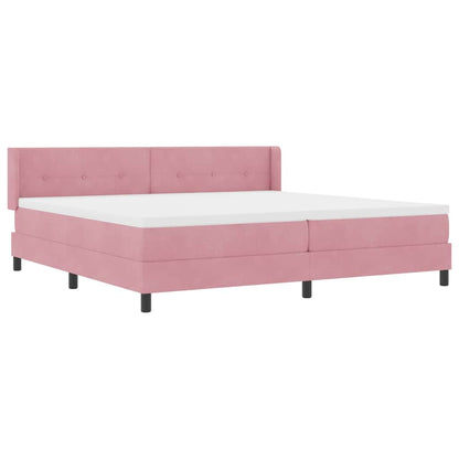 Postel S Boxspringem S Čelo Růžová 200 X 200 Cm Samet