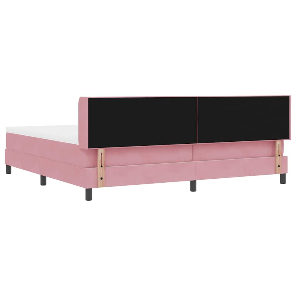 Postel S Boxspringem S Čelo Růžová 200 X 200 Cm Samet