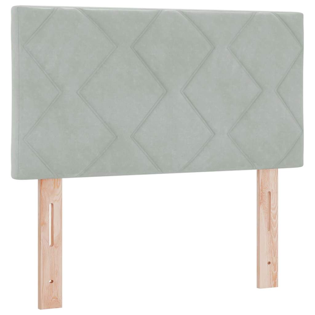 Postel S Boxspringem S Čelo Světle Šedá 200 X 80 Cm Samet