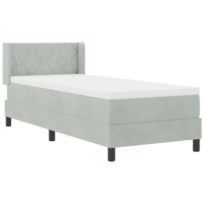 Postel S Boxspringem S Čelo Světle Šedá 200 X 80 Cm Samet