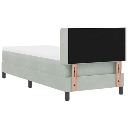 Postel S Boxspringem S Čelo Světle Šedá 200 X 80 Cm Samet