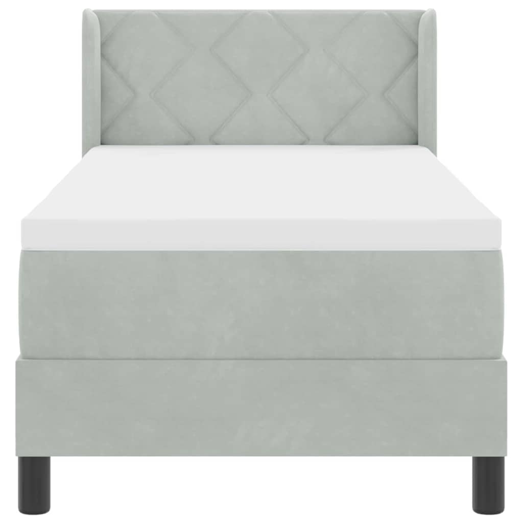 Postel S Boxspringem S Čelo Světle Šedá 200 X 80 Cm Samet