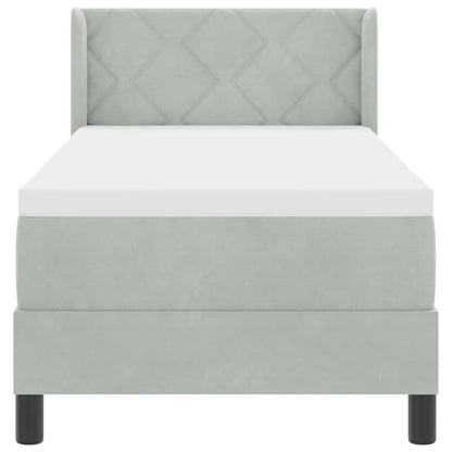 Postel S Boxspringem S Čelo Světle Šedá 200 X 80 Cm Samet