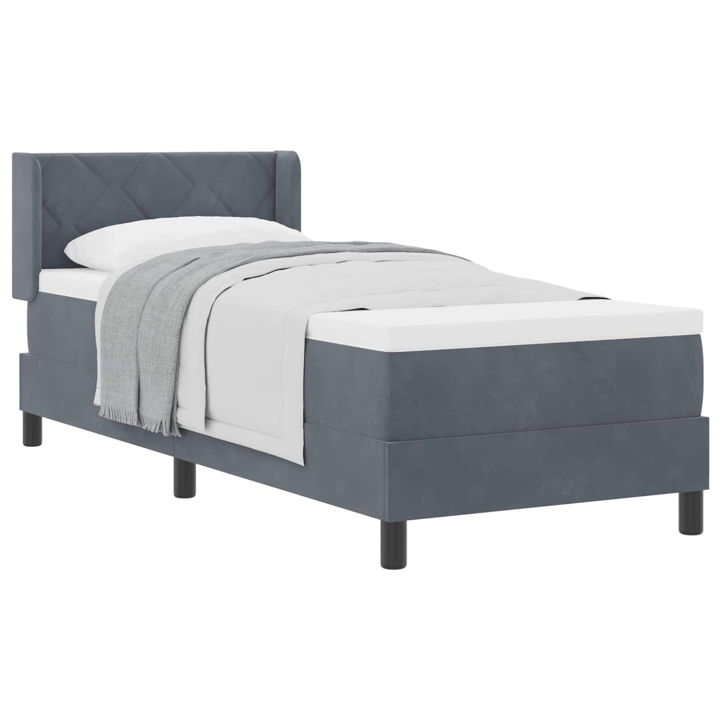 Postel S Boxspringem S Čelo Tmavě Šedá 200 X 80 Cm Samet