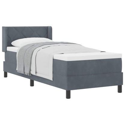 Postel S Boxspringem S Čelo Tmavě Šedá 200 X 80 Cm Samet