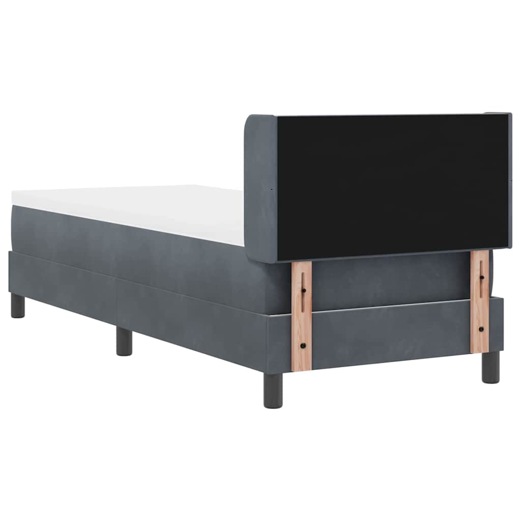 Postel S Boxspringem S Čelo Tmavě Šedá 200 X 80 Cm Samet