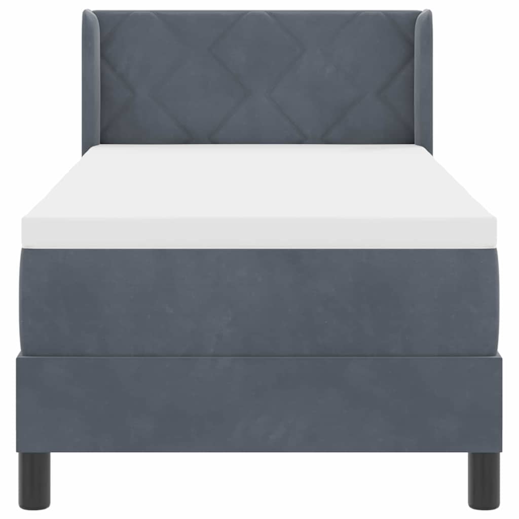Postel S Boxspringem S Čelo Tmavě Šedá 200 X 80 Cm Samet