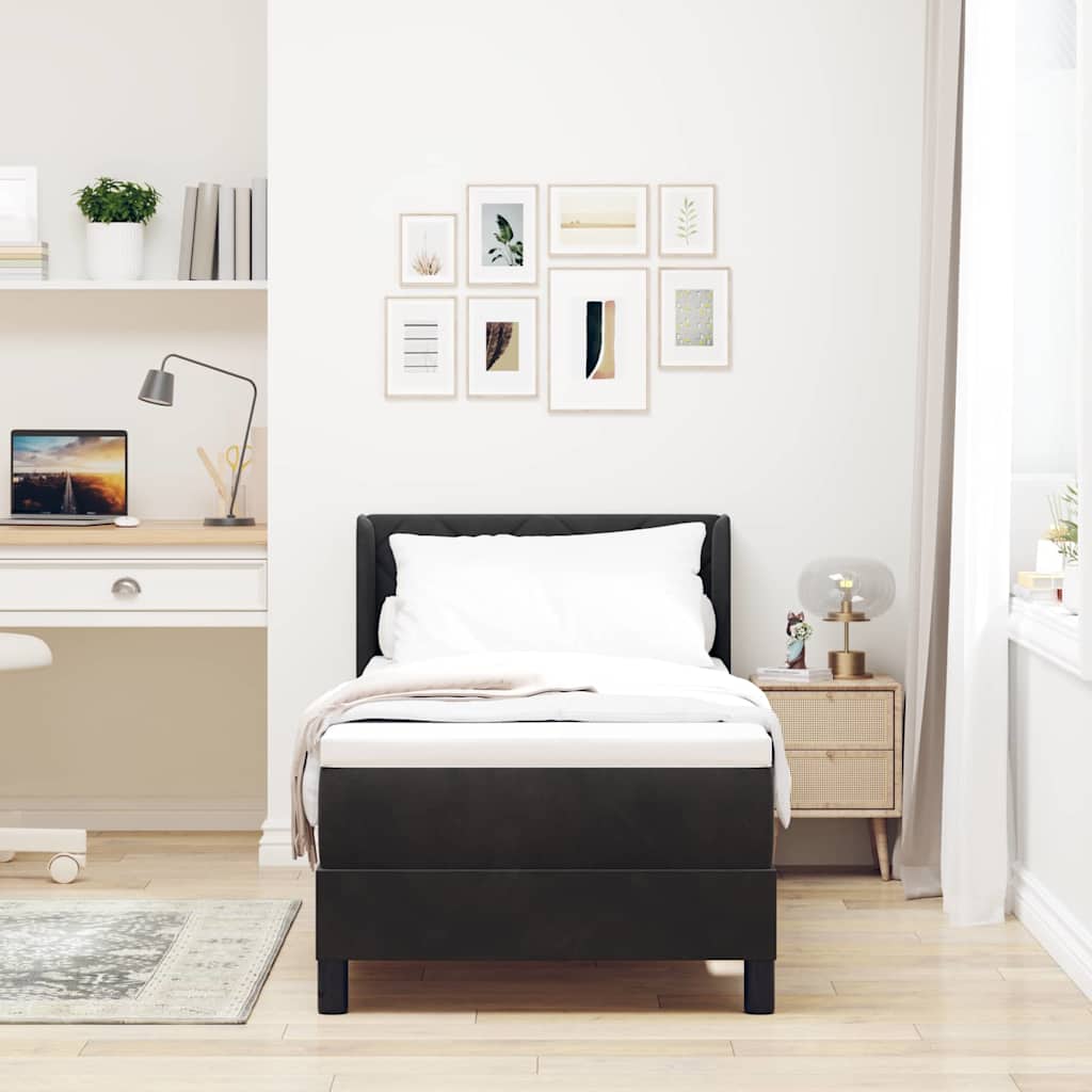 Postel S Boxspringem S Čelo Černý 200 X 80 Cm Samet