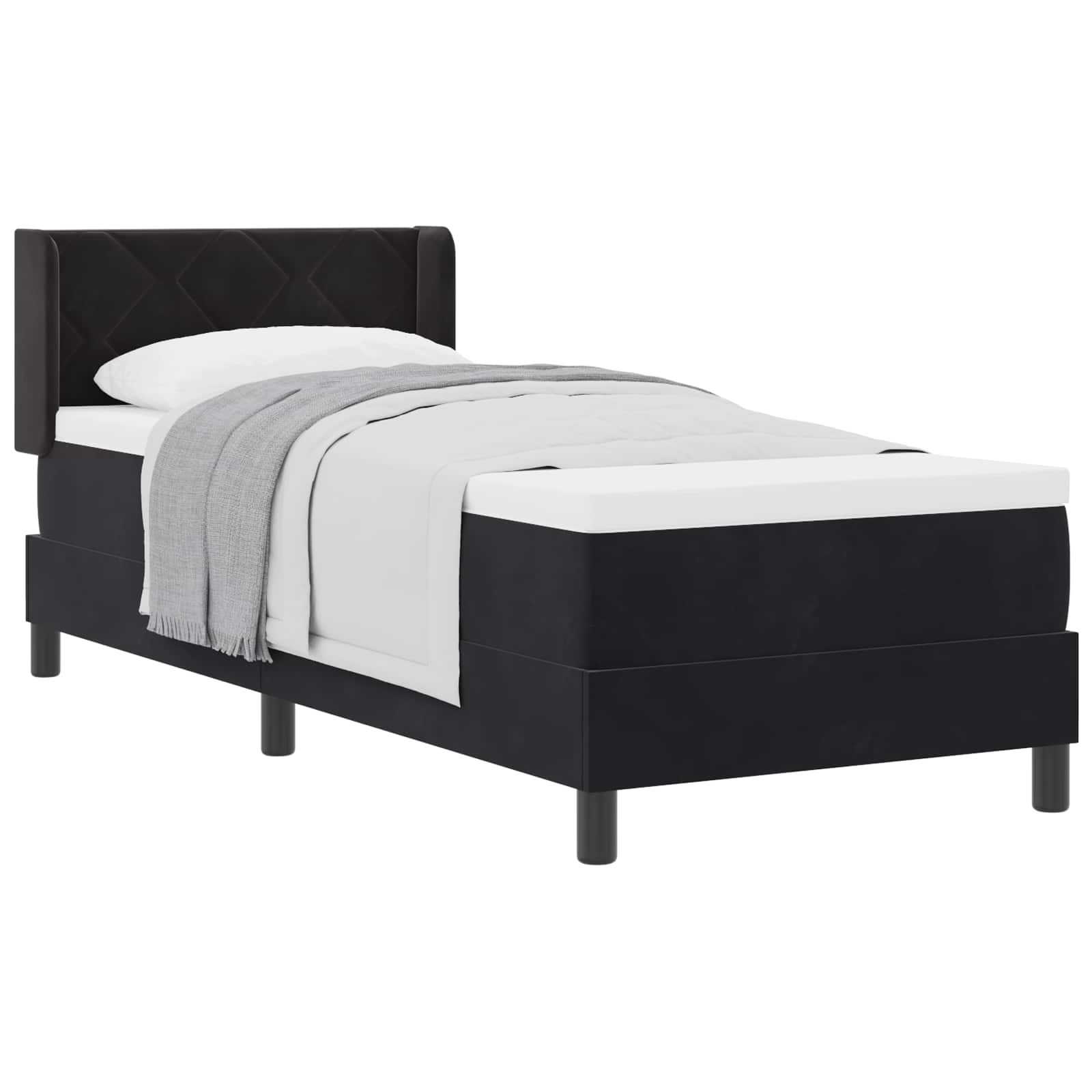 Postel S Boxspringem S Čelo Černý 200 X 80 Cm Samet