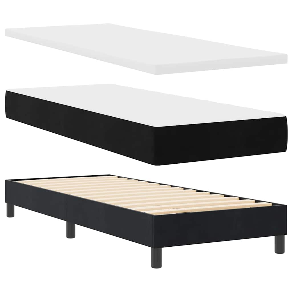 Postel S Boxspringem S Čelo Černý 200 X 80 Cm Samet