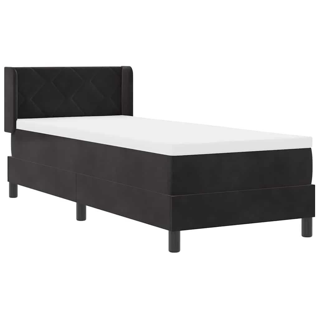 Postel S Boxspringem S Čelo Černý 200 X 80 Cm Samet