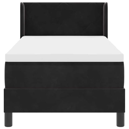 Postel S Boxspringem S Čelo Černý 200 X 80 Cm Samet