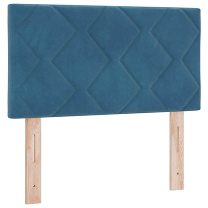 Postel S Boxspringem S Čelo Tmavě Modrá 200 X 80 Cm Samet