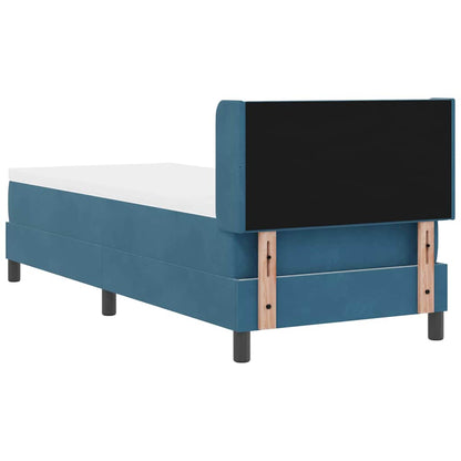 Postel S Boxspringem S Čelo Tmavě Modrá 200 X 80 Cm Samet