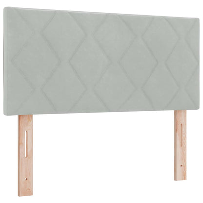 Postel S Boxspringem S Čelo Světle Šedá 190 X 90 Cm Samet