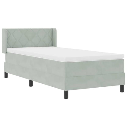 Postel S Boxspringem S Čelo Světle Šedá 190 X 90 Cm Samet