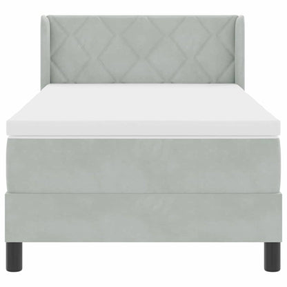 Postel S Boxspringem S Čelo Světle Šedá 190 X 90 Cm Samet
