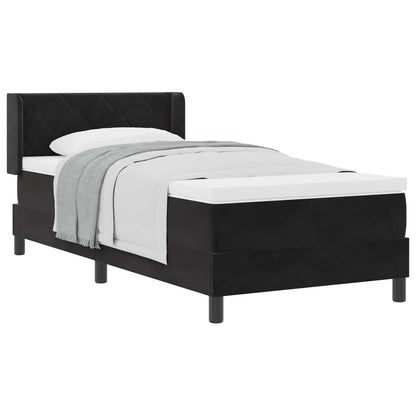 Postel S Boxspringem S Čelo Černý 190 X 90 Cm Samet