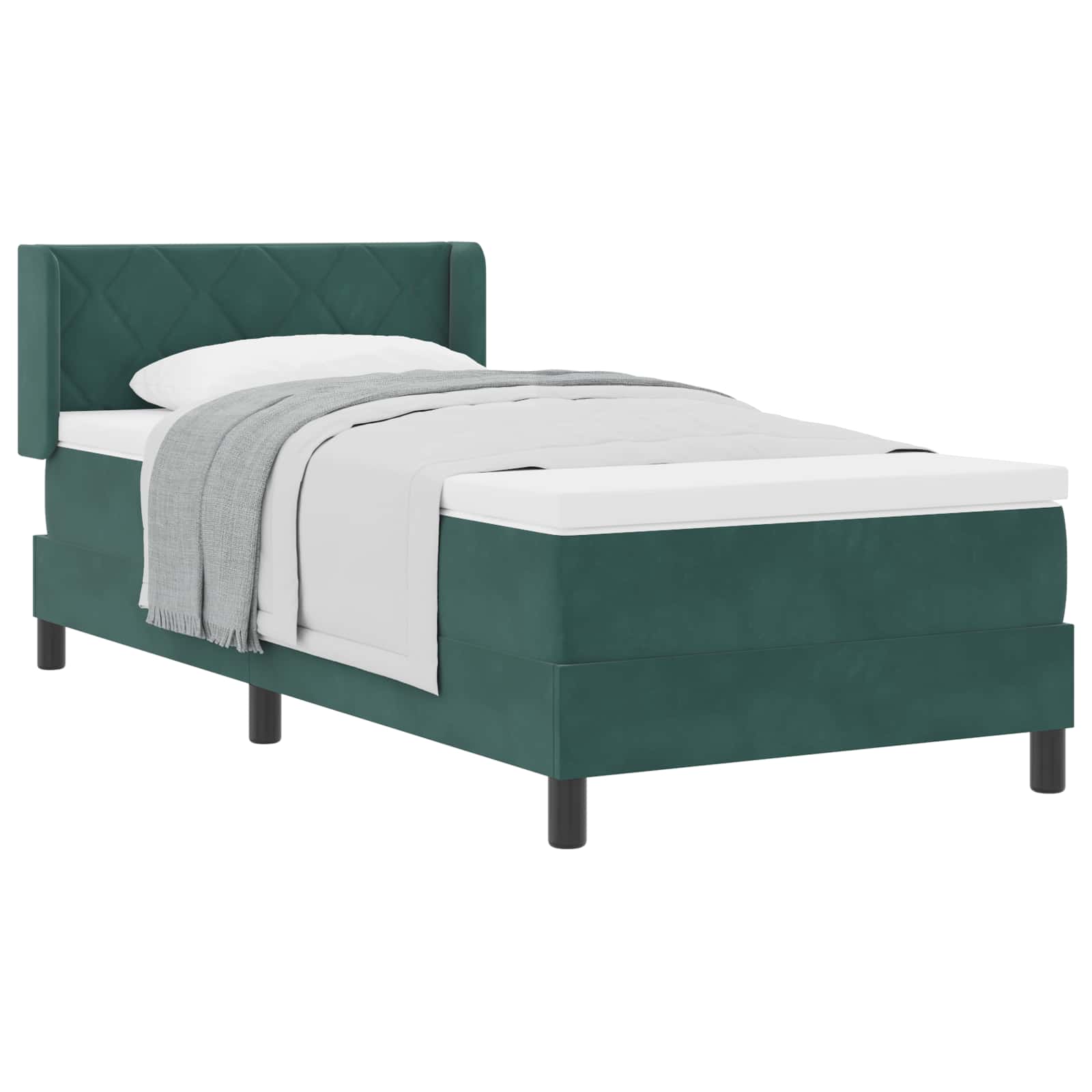 Postel S Boxspringem S Čelo Tmavě Zelená 190 X 90 Cm Samet