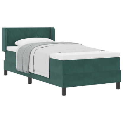 Postel S Boxspringem S Čelo Tmavě Zelená 190 X 90 Cm Samet