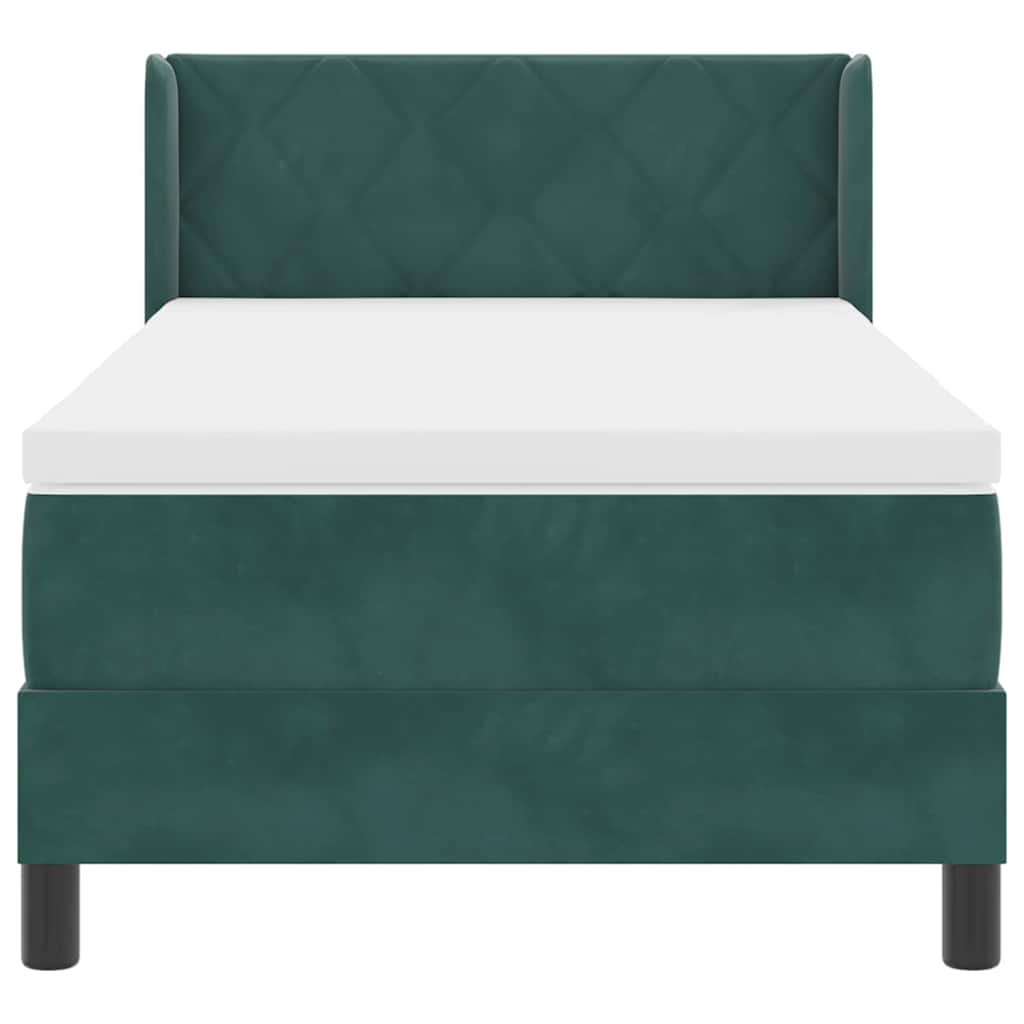 Postel S Boxspringem S Čelo Tmavě Zelená 190 X 90 Cm Samet