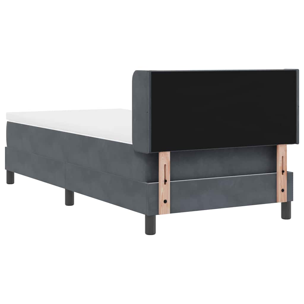 Postel S Boxspringem S Čelo Tmavě Šedá 200 X 90 Cm Samet