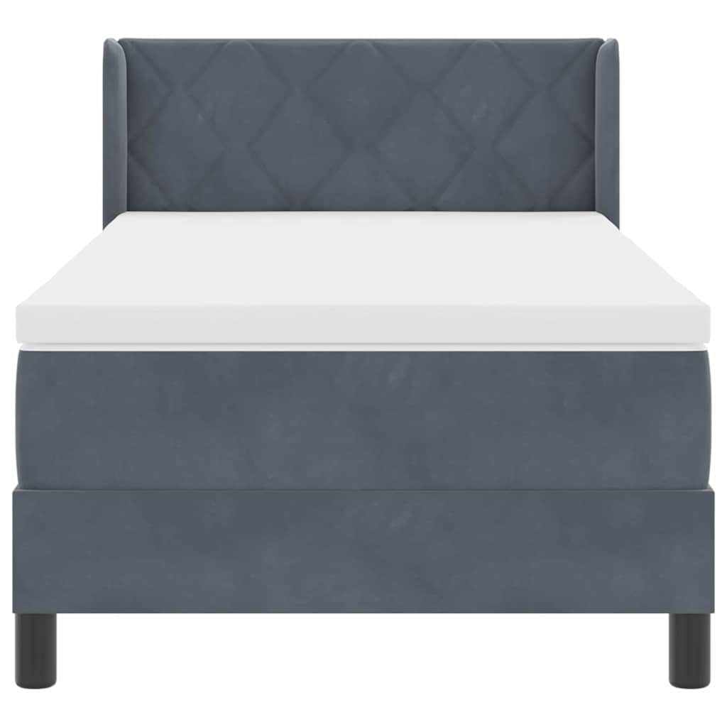 Postel S Boxspringem S Čelo Tmavě Šedá 200 X 90 Cm Samet