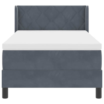 Postel S Boxspringem S Čelo Tmavě Šedá 200 X 90 Cm Samet