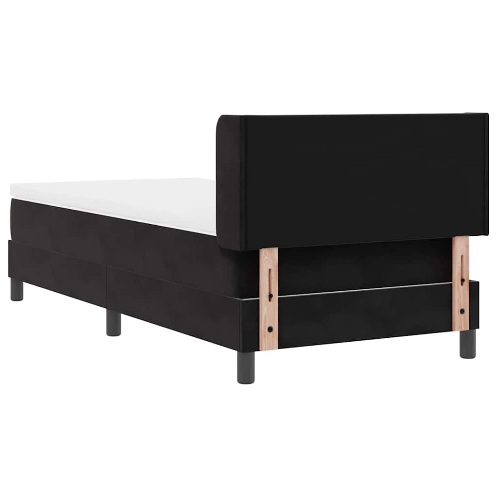 Postel S Boxspringem S Čelo Černý 200 X 90 Cm Samet