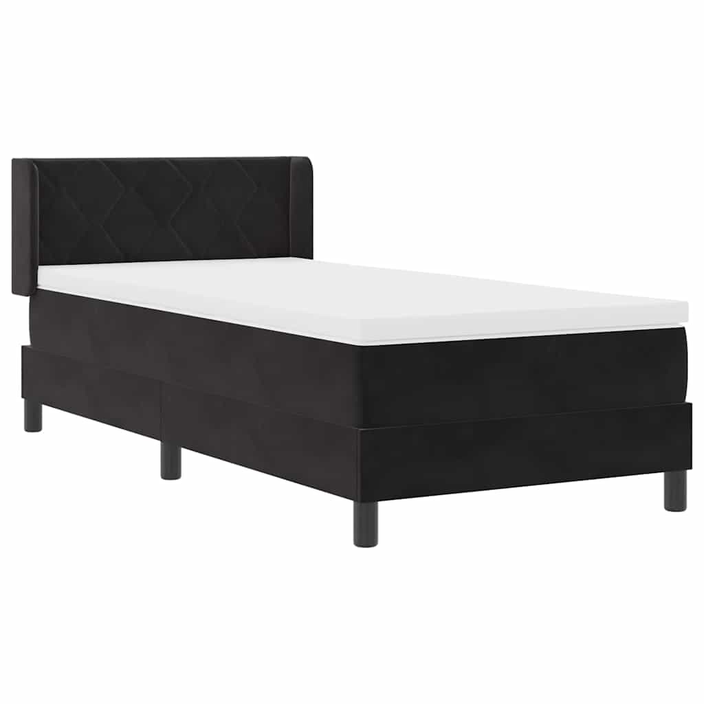Postel S Boxspringem S Čelo Černý 200 X 100 Cm Samet