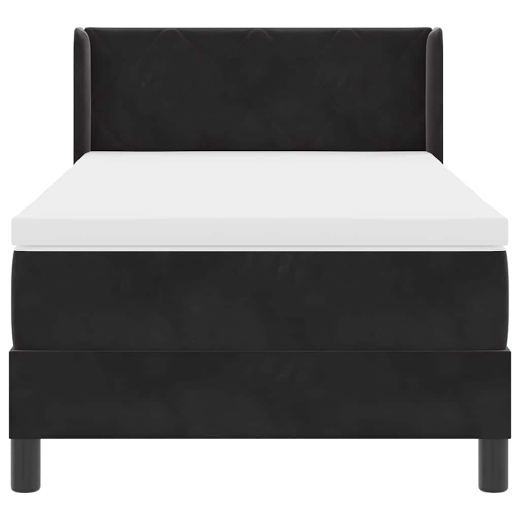 Postel S Boxspringem S Čelo Černý 200 X 100 Cm Samet