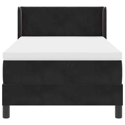 Postel S Boxspringem S Čelo Černý 200 X 100 Cm Samet