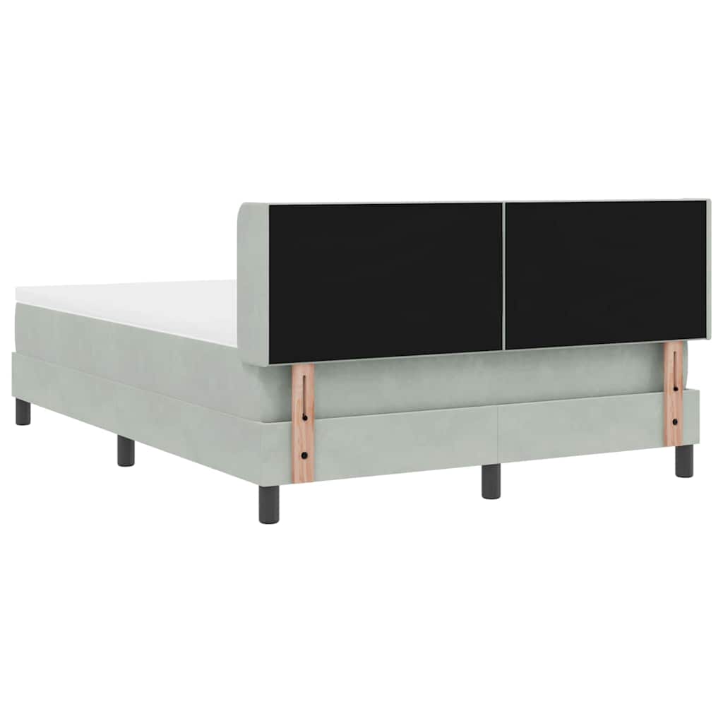 Postel S Boxspringem S Čelo Světle Šedá 200 X 140 Cm Samet