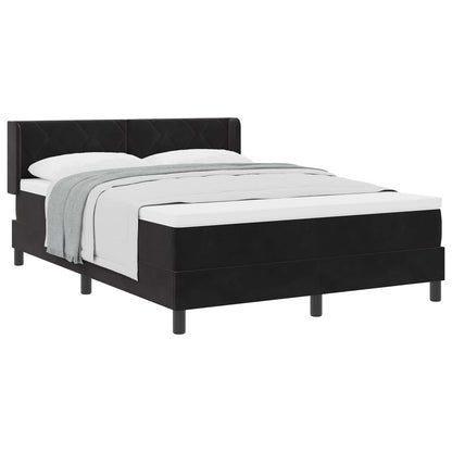 Postel S Boxspringem S Čelo Černý 200 X 140 Cm Samet