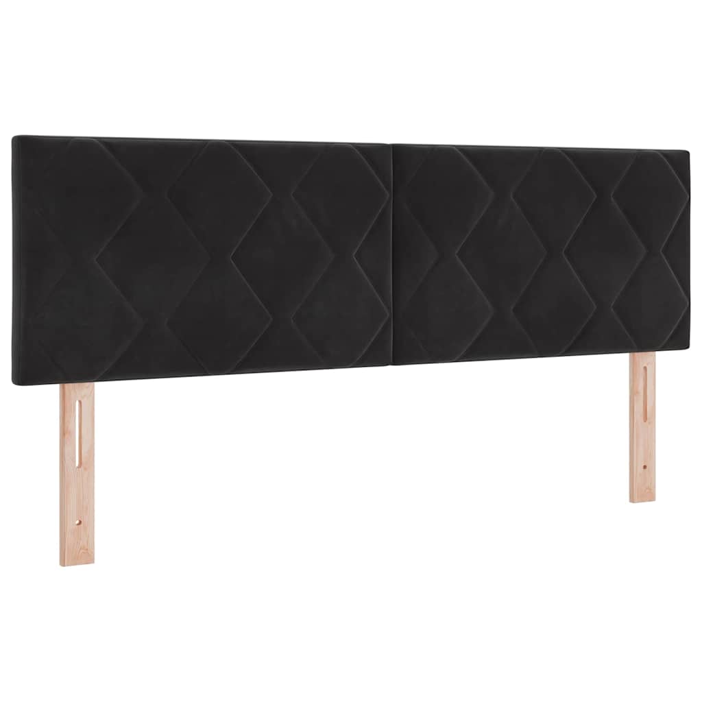 Postel S Boxspringem S Čelo Černý 200 X 140 Cm Samet