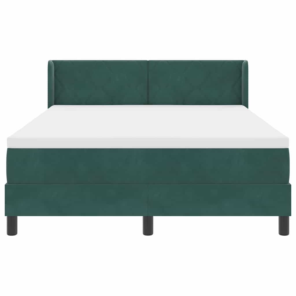 Postel S Boxspringem S Čelo Tmavě Zelená 200 X 140 Cm Samet