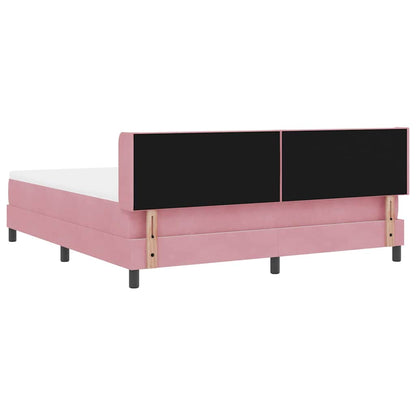 Postel S Boxspringem S Čelo Růžová 200 X 180 Cm Samet
