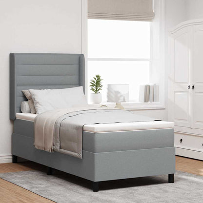 Postel S Boxspringem S Matrací Světle Šedá 200 X 80 Cm Textil