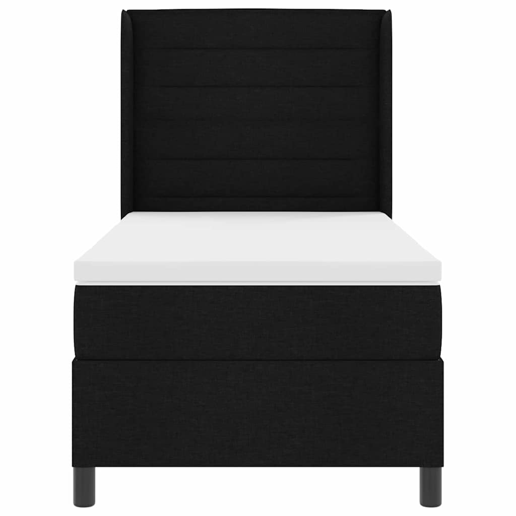 Postel S Boxspringem S Matrací S Čelo Černý 200 X 80 Cm Textil