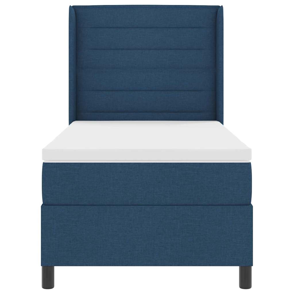 Postel S Boxspringem S Matrací S Čelo Modrá 200 X 80 Cm Textil