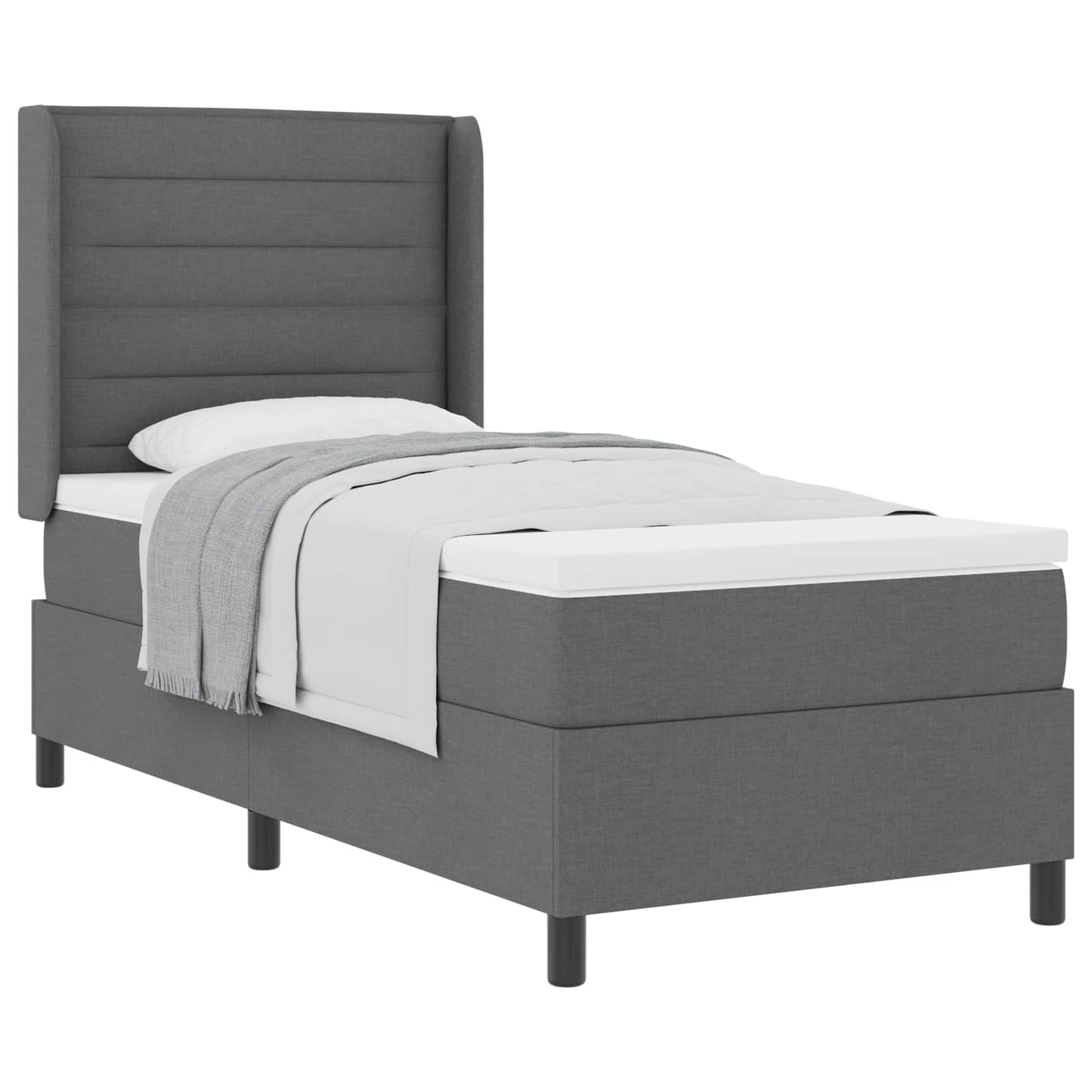 Postel S Boxspringem S Matrací Tmavě Šedá 190 X 90 Cm Textil