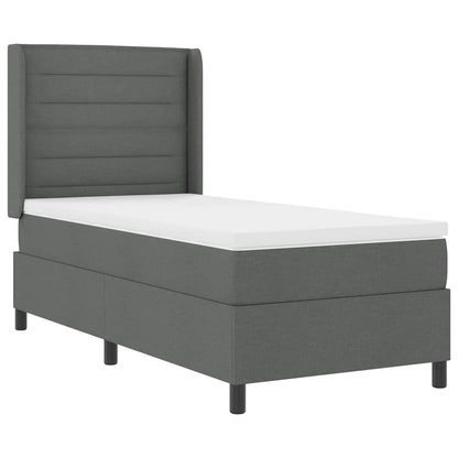 Postel S Boxspringem S Matrací Tmavě Šedá 190 X 90 Cm Textil