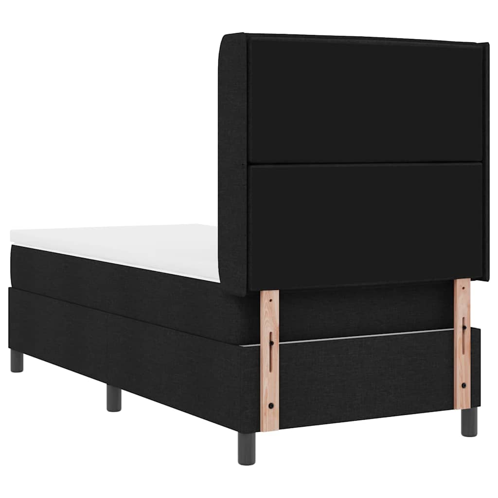 Postel S Boxspringem S Matrací S Čelo Černý 190 X 90 Cm Textil