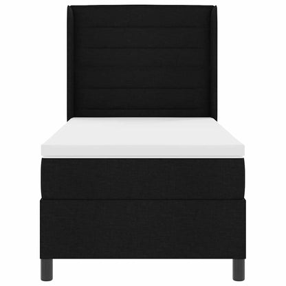 Postel S Boxspringem S Matrací S Čelo Černý 190 X 90 Cm Textil