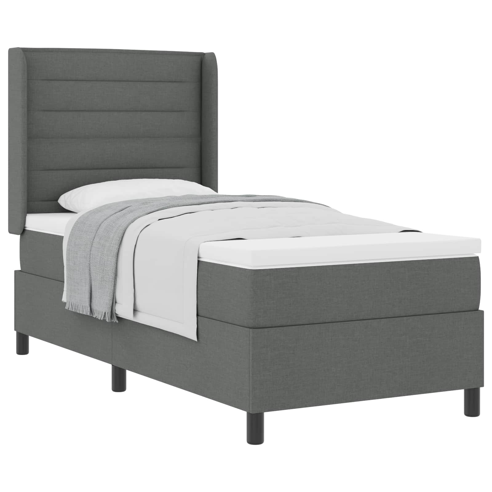 Postel S Boxspringem S Matrací Tmavě Šedá 200 X 90 Cm Textil