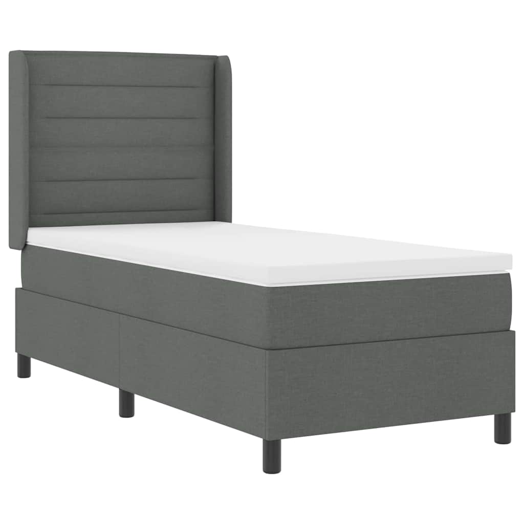 Postel S Boxspringem S Matrací Tmavě Šedá 200 X 90 Cm Textil