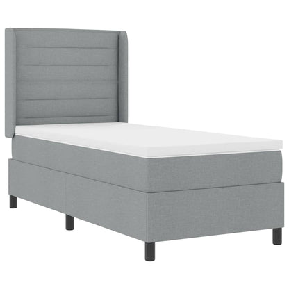 Postel S Boxspringem S Matrací Světle Šedá 200 X 100 Cm Textil