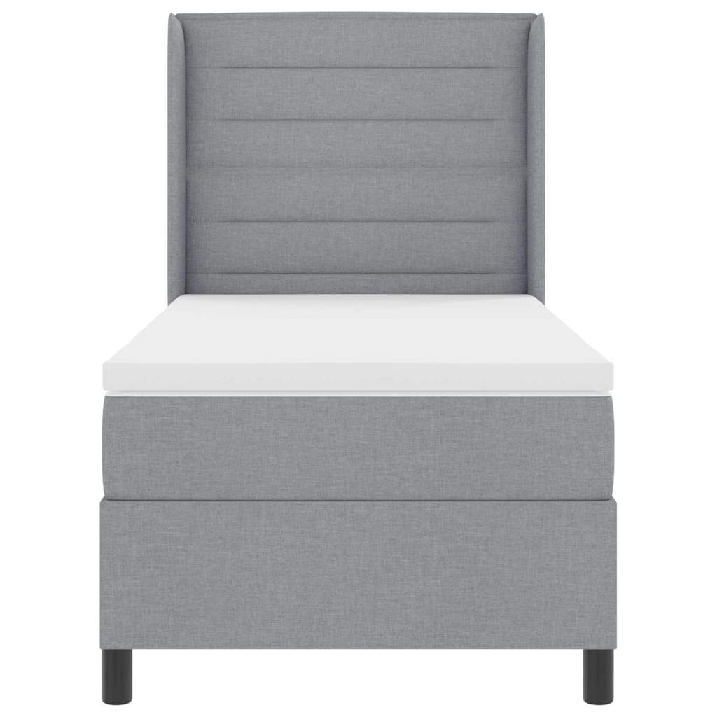 Postel S Boxspringem S Matrací Světle Šedá 200 X 100 Cm Textil