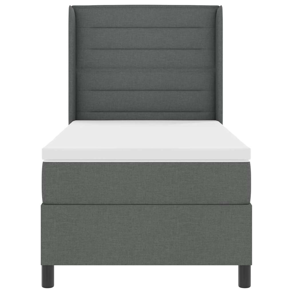 Postel S Boxspringem S Matrací Tmavě Šedá 200 X 100 Cm Textil