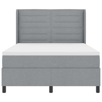 Postel S Boxspringem S Matrací Světle Šedá 190 X 140 Cm Textil